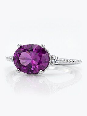 Oval Amethyst gemstone ring, 925 Sterling Silver Charmed Aroma